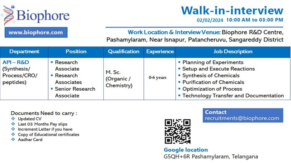 Biophore's Walk-in Interview