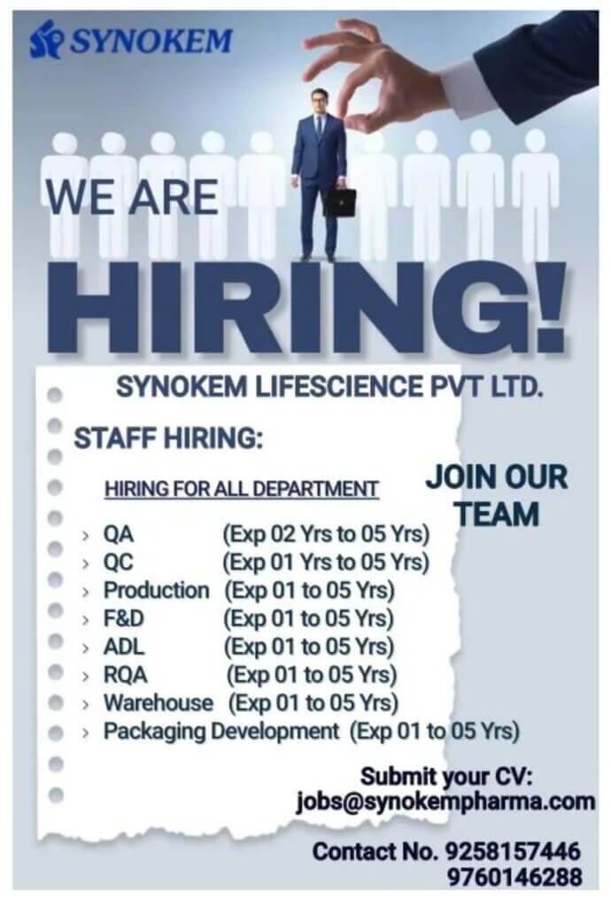 Synokem Lifescience Careers: