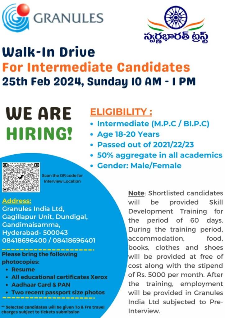  Granules India Ltd! Walk-In Drive