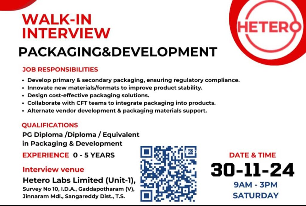 Walk-in Interview for Packaging 