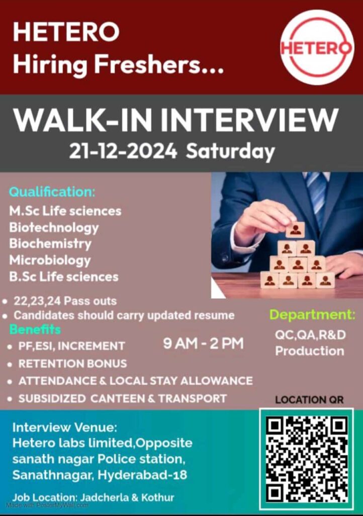 Hetero Walk-In Interview for Freshers