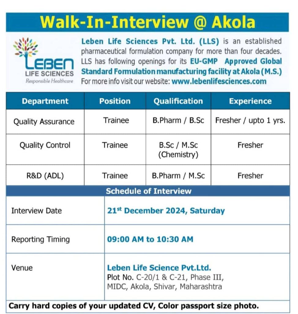 freshers Walk-In Interview