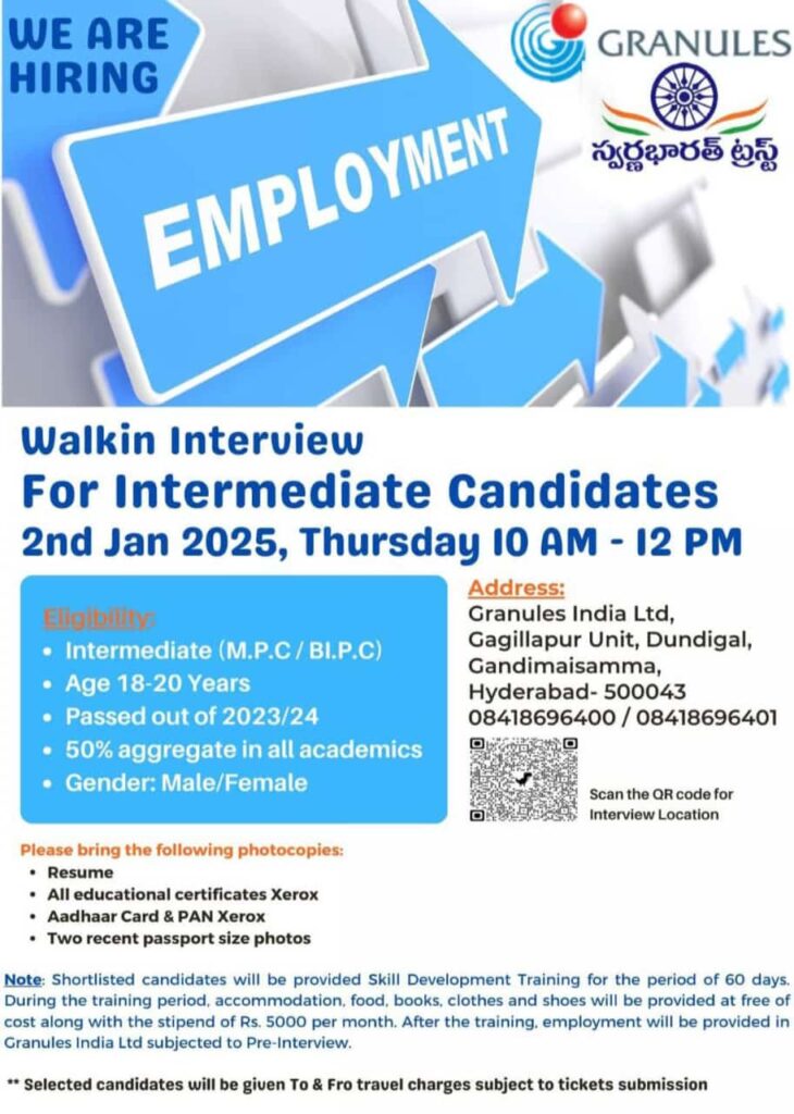 Walk-In Interviews for Intermediate