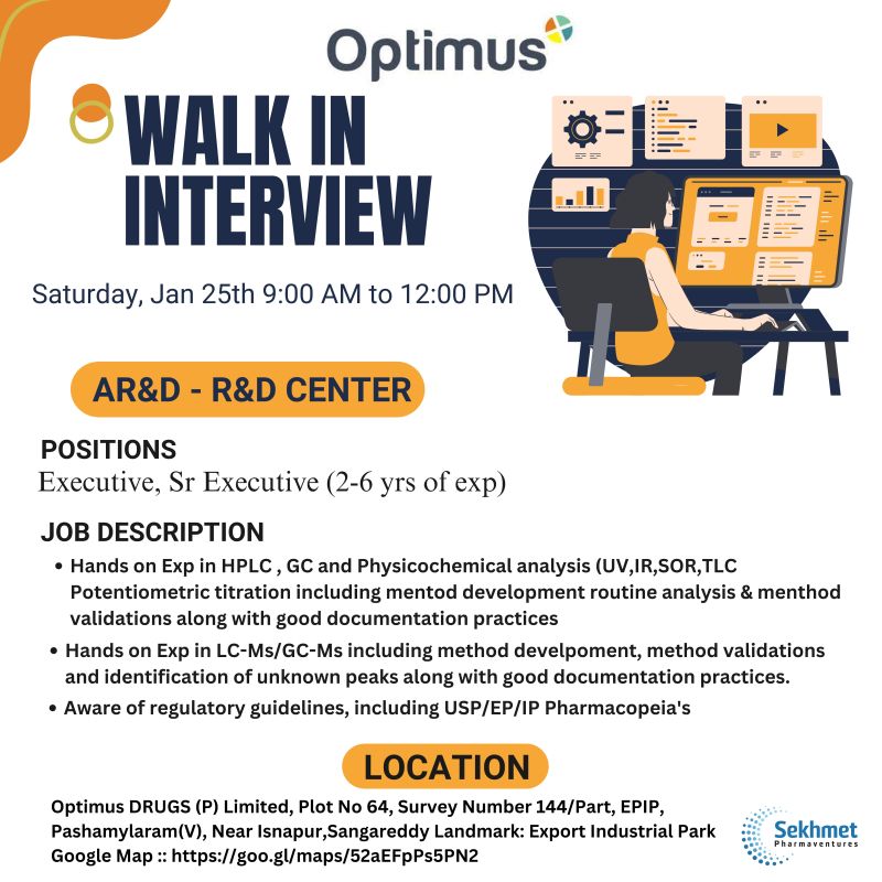 Optimus Drugs Walk-In Interview