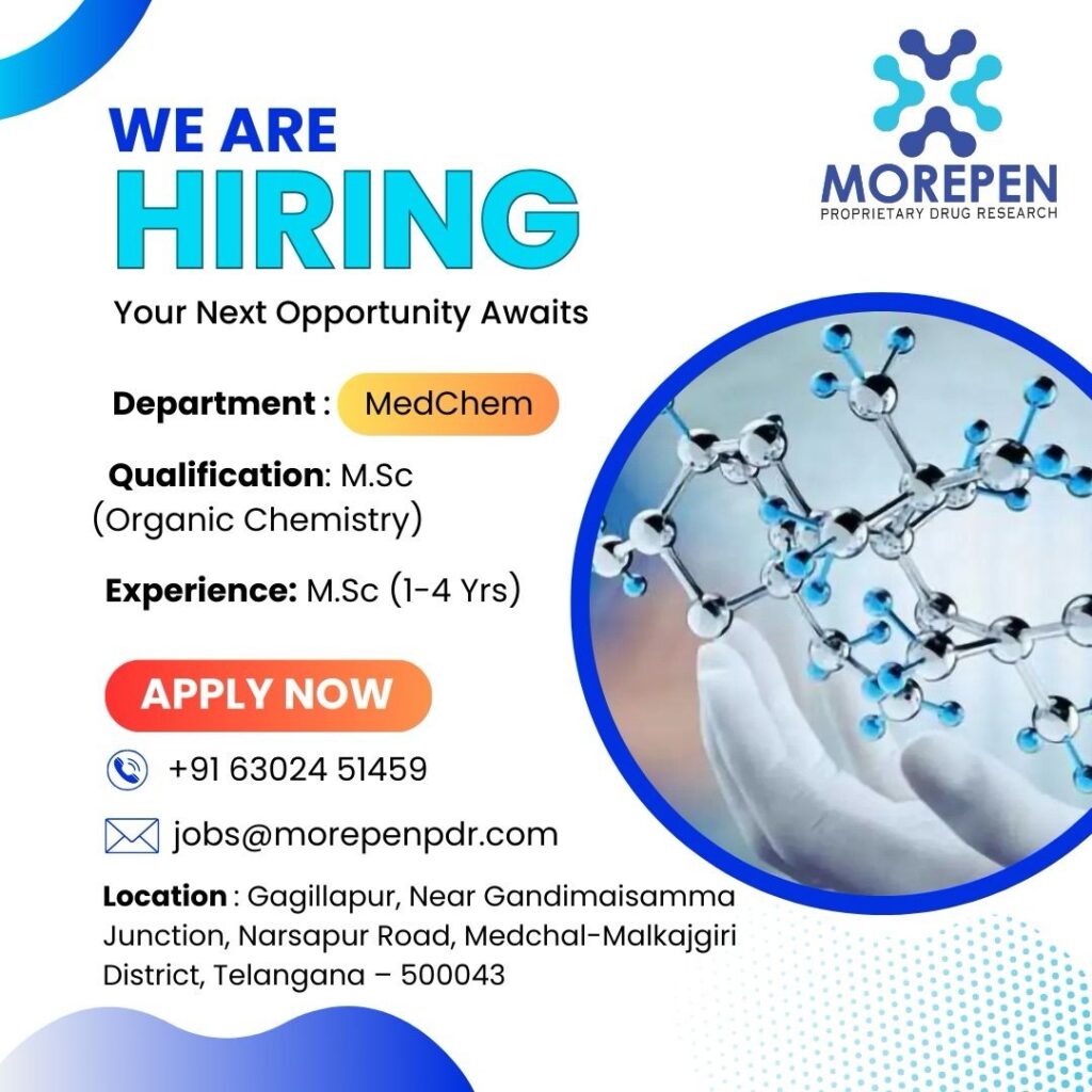 M.Sc Organic Chemistry Jobs at Morepen M.Sc. Organic Chemistry