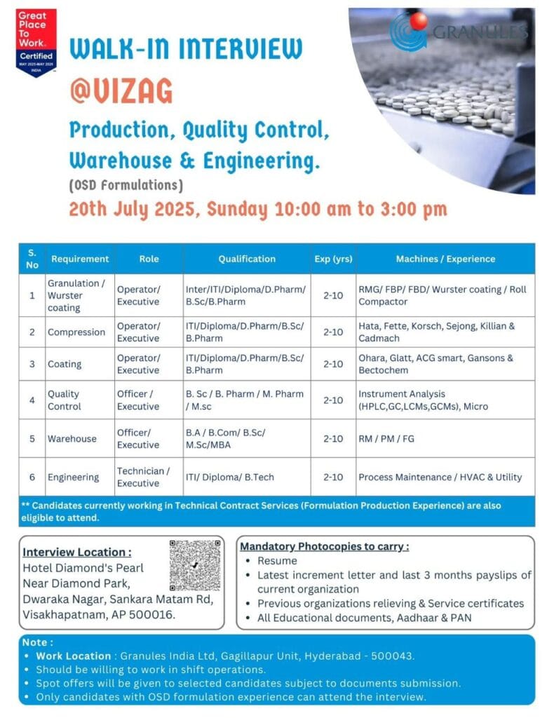 Walk-In Interview in Vizag