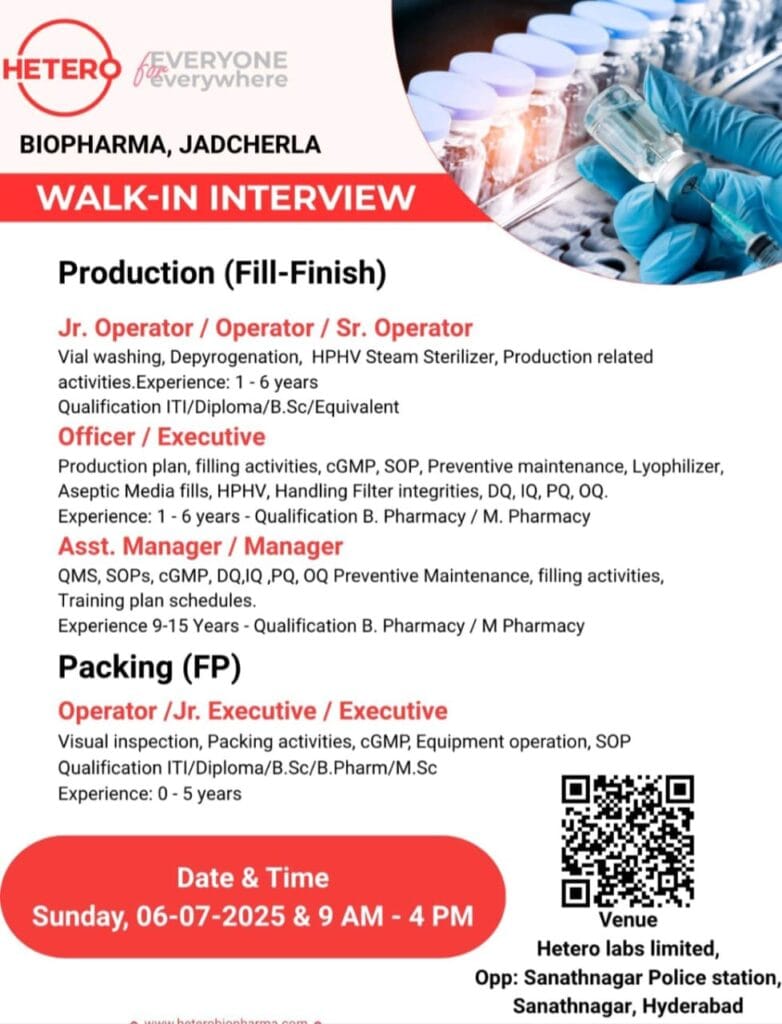 Walk-in Interview for Production & Packing