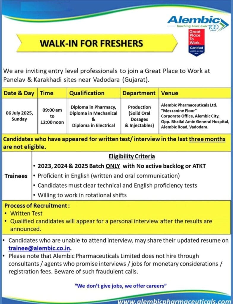 Walk-In Drive for Freshers