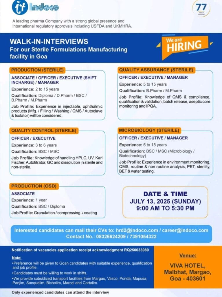 Sterile Manufacturing Jobs