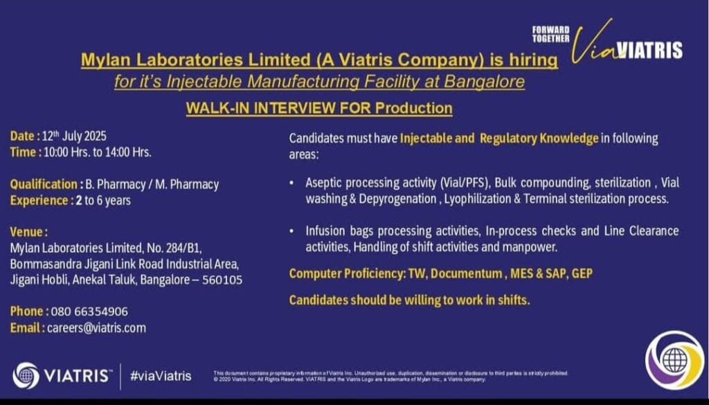 injectable production jobs