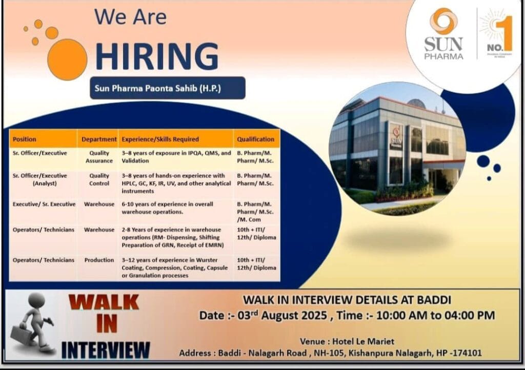 Pharma Jobs  for Freshers and Experienced