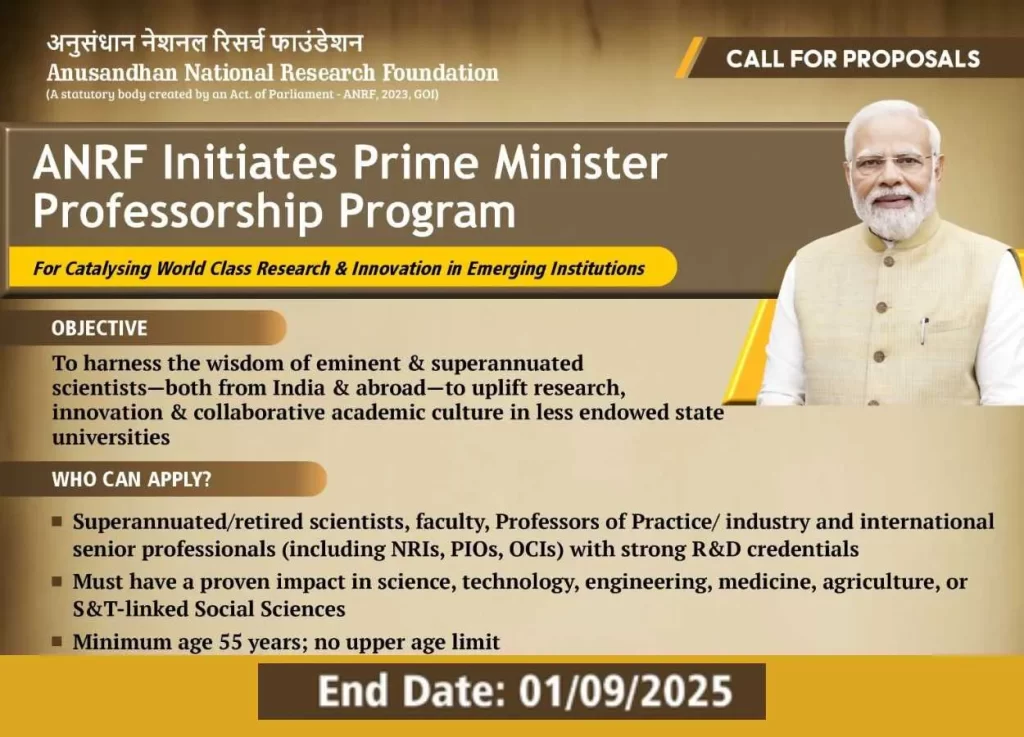 Call for proposals under Prime Minister Professorship