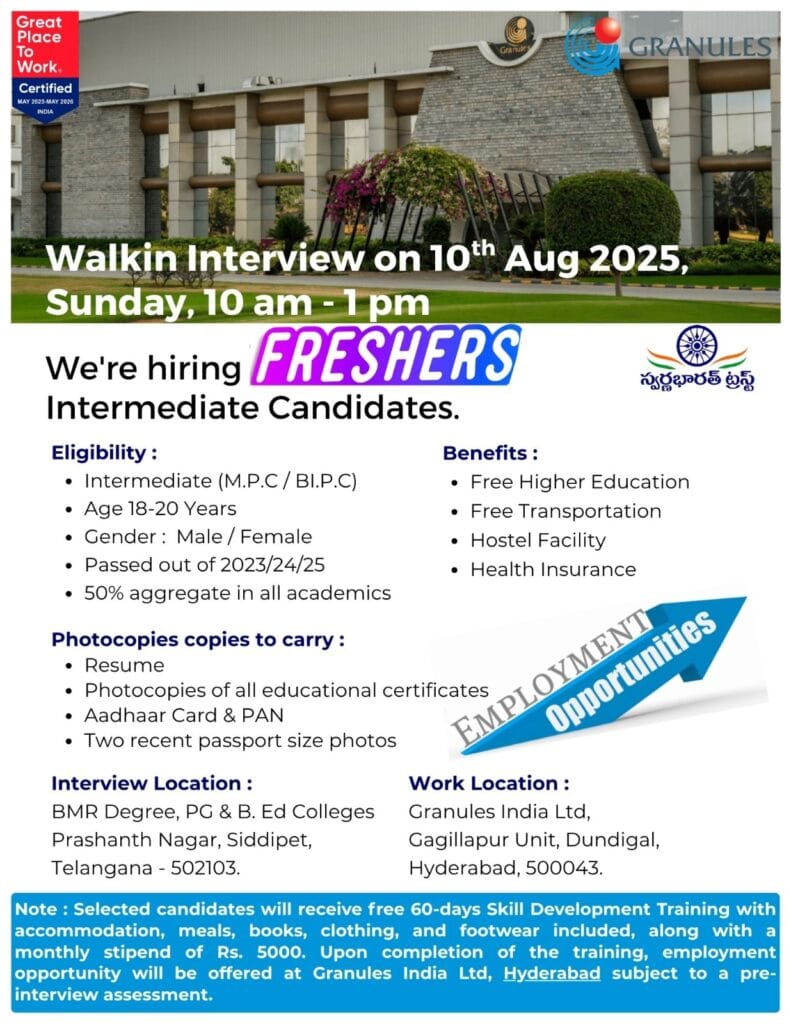  Walk-in Interview Freshers