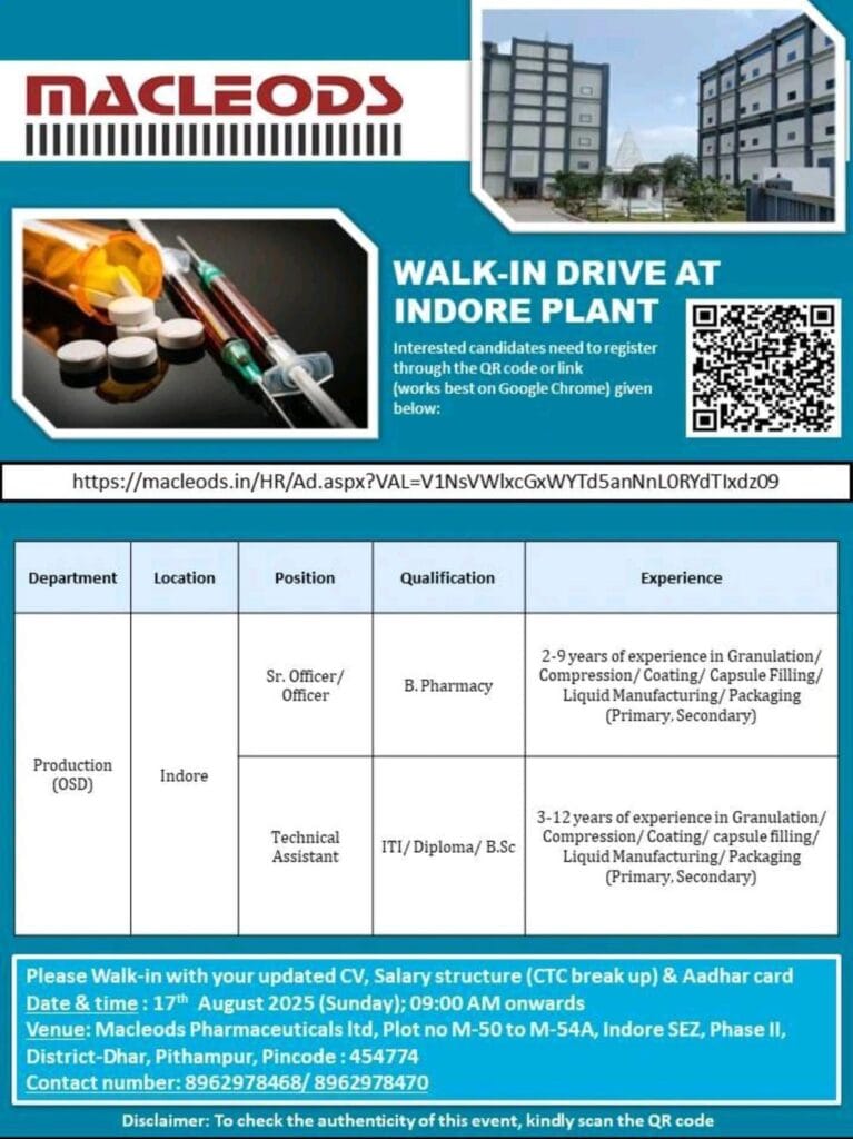 Macleods Pharmaceuticals Walk-In Drive