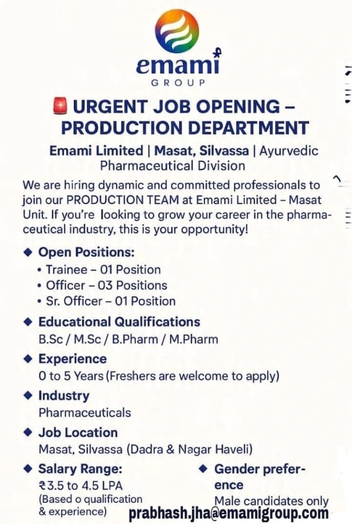 Emami Hiring Freshers
