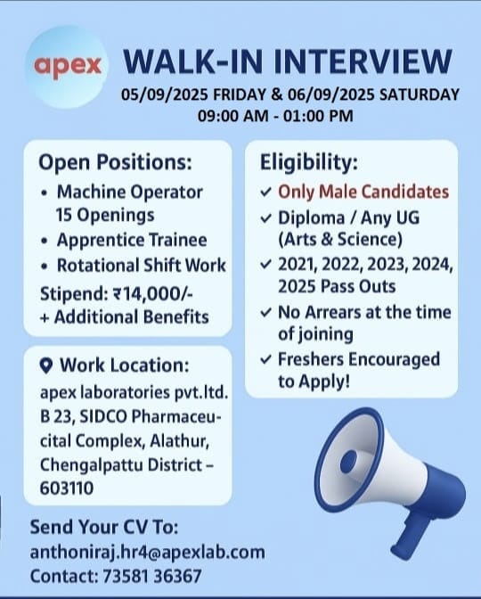 Apex Laboratories Walk-In Interview