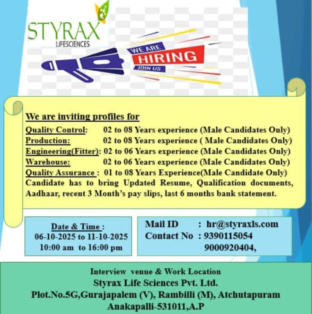 Styrax Life Sciences Jobs