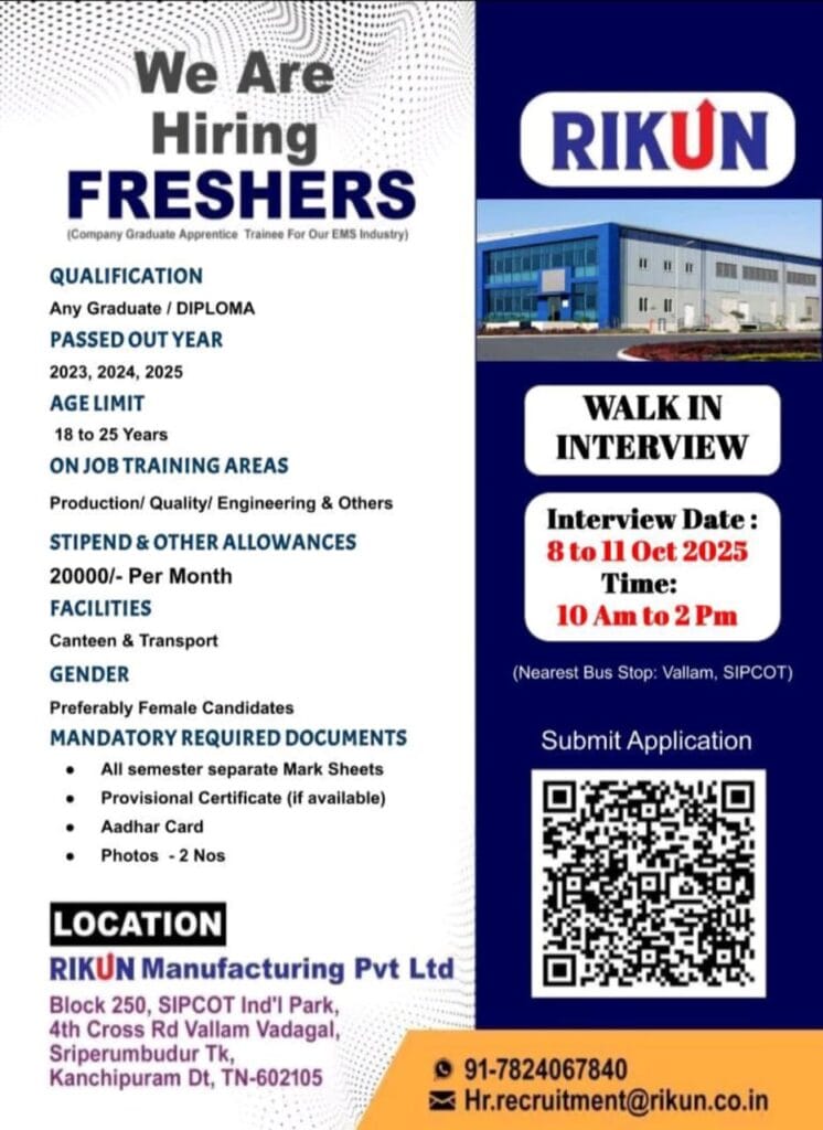 Opportunity for Freshers