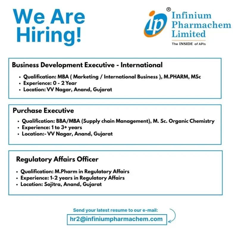 Infinium Pharmachem jobs