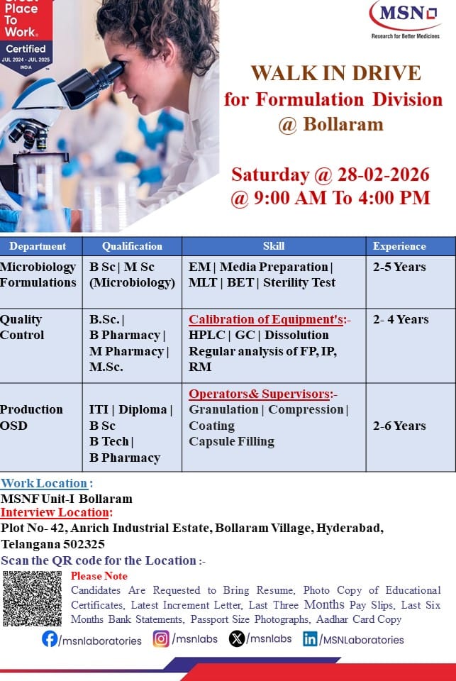MSN Laboratories Walk-in Drive