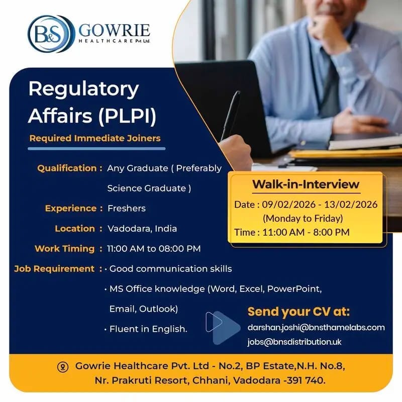 Regulatory Affairs Jobs for Freshers