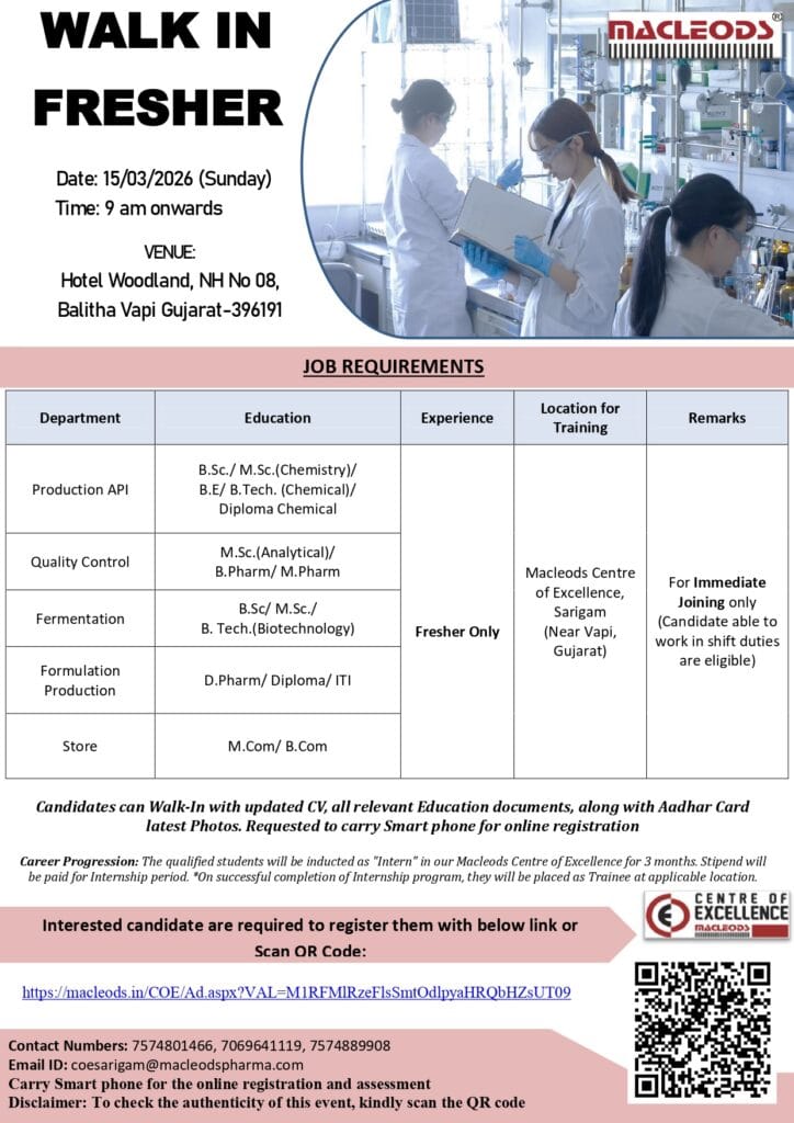 walk-in interview for freshers