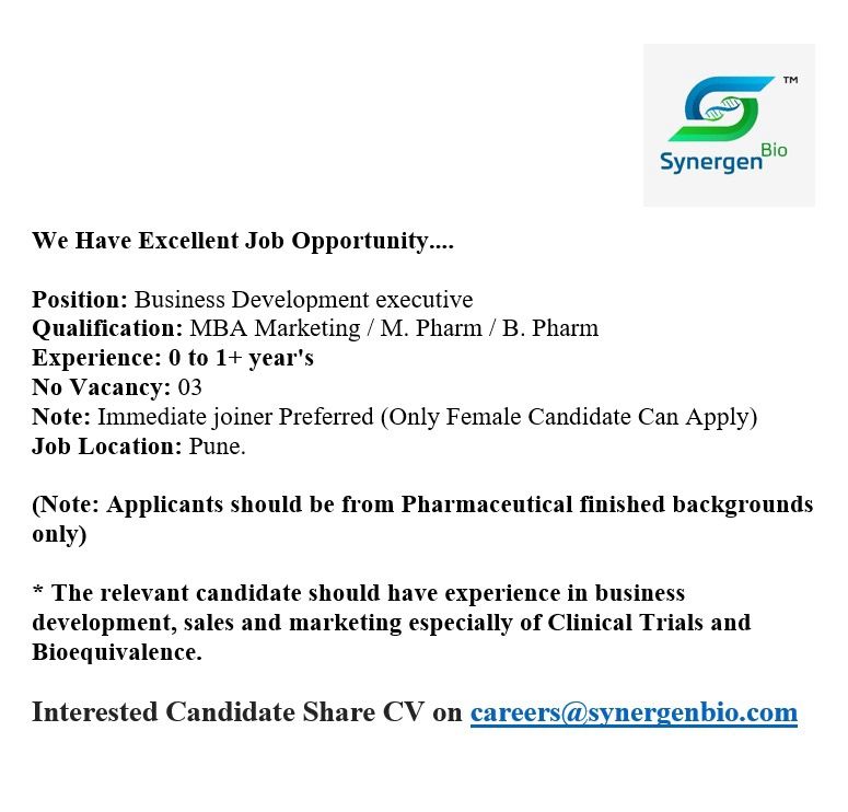 Business Development Executive Jobs in Pune Synergen Bio