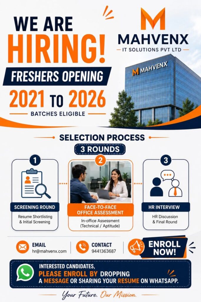 Mahvenx IT Solutions Freshers Recruitment 2026 | Apply Online 1 Mahvenx IT Solutions Freshers Recruitment